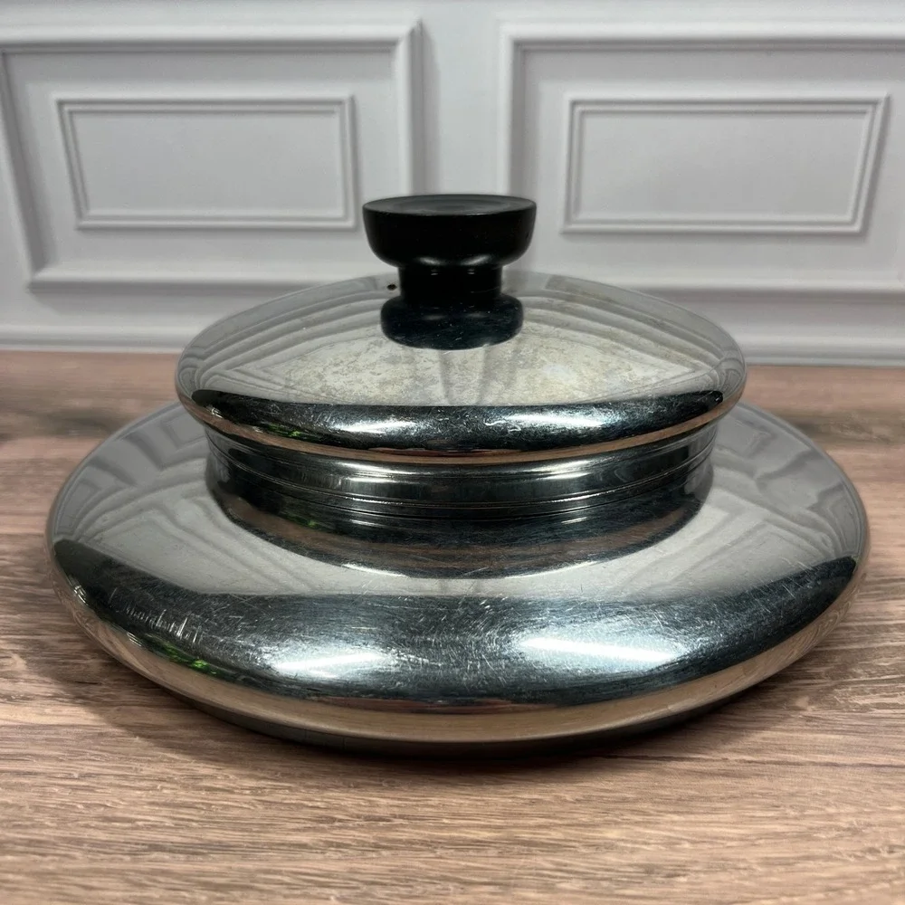 Revere Ware Pot Lid Replacement Set of 2 Silver Stainless Steel Vintage 7.5